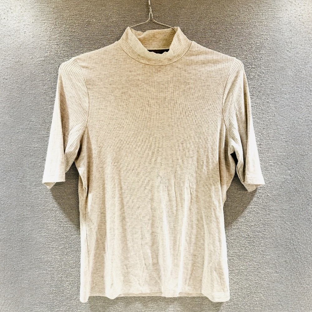 Banana Republic Cream Ribbed Turtleneck Top